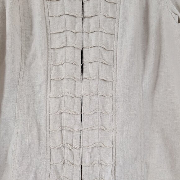 Beige Linen Blend Quarter Sleeve Blazer with Hook and Eye Clasps - Women's Sz 10 - Picture 4 of 11